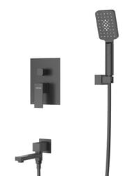 Душевая система CEZARES SLIDER-VDSET-NOP с изливом,верхний и ручной душ,черный матовый