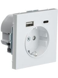 Розетка Systeme Electric ATLASDESIGN 16А с 2 USB A+C 5В/2,4А/3,0А 2х5В/1,5А механизм белый ATN000132