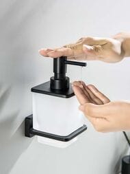 Дозатор для жидкого мыла Aquatek Либра AQ4305MB подвесной, стекло матовое, латунь, черный матовый