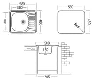Мойка врезная Ukinox Comfort 480х580 матовая нерж. сталь 0,6мм, слив 3 1/2, COM580.480 -GT6K 2L