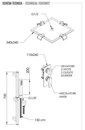 Душевая система Remer Absolute AU92S01EFS34 со встраиваемым смесителем, хром — миниатюра 2