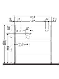 Тумба под раковину слева Duravit XSquare 810х592х478 напольная, 2 ящика, белый глянец XS445002222