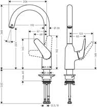 Смеситель Hansgrohe Focus M42 для кухни 220 мм поворотный излив сталь 71802800