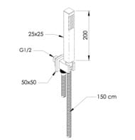 Душевой набор Mariani B00243PF00, шланг 1500 мм, держатель, 1 режим, хром