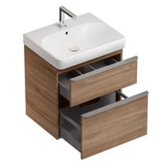 Geberit Smyle Square Тумба с раковиной 60 см, цвет пекан +Зеркальный шкаф, подсветка 529.352.JR.6