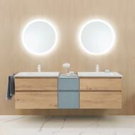 Тумба Burgbad Lin20 400х580х487 подвесная, 2 ящика, голубой USIS040F5395