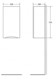 Шкаф подвесной BelBagno FLY-MARINO (400х750х300) левый, Rovere grigio FLY-MARINO-750-1A-SC-RG-P-L