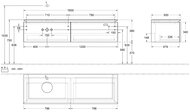 ����� ��� ���������� Villeroy & Boch LEGATO (1600�380�500) ���������, 2 �����, ����.������� B67200PD