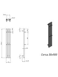 GROTA CORSA Полотенцесушитель электрический 130x900 нерж.сталь полированная