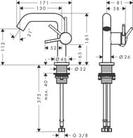 ��������� Hansgrohe Tecturis S ��� �����������, �������������, � ������ ��������, ���� 73320000