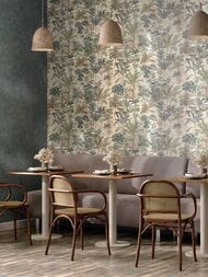 Обои виниловые на флизелине Kerama Marazzi Оазис мотив (1,06х10,05) темно-зеленые KM6205 (рул.)