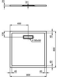 Ideal Standard ������� ������ ULTRAFLAT 800x800x25 ��������� ����������, ������ ������� T4466V3