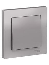 Выключатель Systeme Electric ATLASDESIGN 1-клавишный схема 1 10АХ в сборе алюминий ATN000312