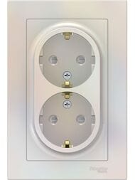 Розетка Systeme Electric ATLASDESIGN двойная с заземлением со шторками 16А в сборе жемчуг ATN000426