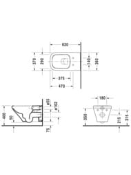 Унитаз подвесной DURAVIT DuraStyle 370х620х345 безободковый, сиденье с микролифтом, белый 45420900B2