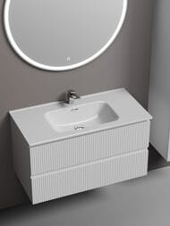 Тумба под раковину SANCOS Snob T (890х445х500) подвесная, два ящика, Bianco SNT90W