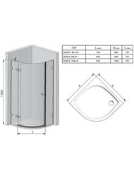 ������� ������ RAVAK BRILLIANT BSKK3-90L (895�895�1950) ��������� �����, ������, ����+Transparent