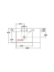 Раковина Globo T-EDGE (800х470х120) подвесная/накладная, с отверстием, черная матовая B6R81AR