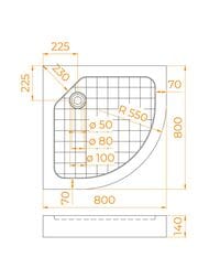 Душевой поддон RGW SMC/R-8080W (800х800х140) полукруг, стеклокомпозит, с ножками, белый 57350488-01