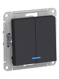 Выключатель Systeme Electric ATLASDESIGN 2-клавишный с подсветкой схема 5а 10АХ карбон ATN001053