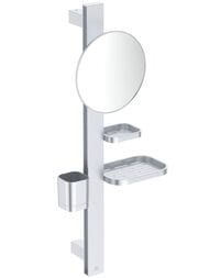 Комплект аксессуаров Ideal Standard Alu+ Beauty Bar S BD589SI штанга, зеркало, стакан, 2 полки, цвет: серебро