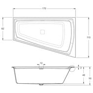 Ванна акриловая RIHO STILL SMART 170x110 LED R через перелив, асимметр, правая