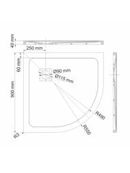 ������� ������ WasserKRAFT Rhin 900�900�40 ������, ������������� ������, ����� 44T01
