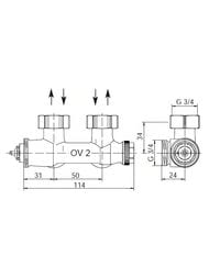 Узел присоединительный Oventrop "Multiblock T" G1/2"НРxG3/4"НР угловой,   1184084