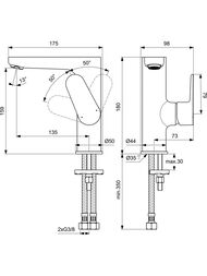 Уценка! Смеситель Ideal Standard CERAFINE O для умывальника, без дон.клапана,мат.черный BC555XG - уценка. — изображение 4