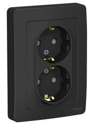 Розетка Systeme Electric BLANCA скрыт.уст.двойная с заземл. со шторками 16А 250В антрац. BLNRS001126