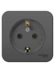 Розетка Systeme Electric BLANCA с заземлением, без шторок, (тонкая), 16А, 250В, антрацит BLNRA110116