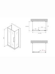 Душевой уголок ABBER Schwarzer Diamant AG30120BMH-S100BM-S100BM (1200х1000х1950) стек.6мм,мат./черн