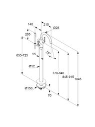 Смеситель KLUDI NOVA FONTE Puristic для ванны/душа, напольный, двухзахватный, хром 205900515
