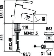 ��������� Laufen CURVEPRO ��� �����������, ������ ������, ����/������� 3.1165.1.014.111.1