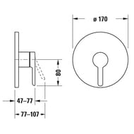 Смеситель Duravit C.1 для душа встраиваемый однозахватный, накладка круг, черный C14210010046
