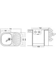Мойка врезная Ukinox Galant 730х480 декор. нерж. сталь 0,8мм, слив 3 1/2, GAL730.480 -GT8K 2L