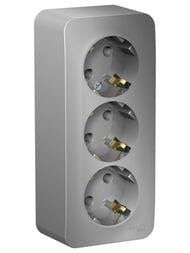 Розетка Systeme Electric BLANCA трехпостовая, с заземл., без шторок, 16А, 250В, алюминий BLNRA010313