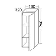 Пенал подвесной Burgbad Fiumo 350х960х320 правый, корица/полка белая UHEK035RF3960G0146