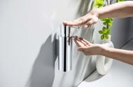 Дозатор для жидкого мыла Aquatek Оберон AQ4205CR подвесной, нержавеющая сталь, латунь, цвет: хром