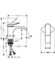 Смеситель Hansgrohe Vivenis 75012670 для раковины, однорычажный, излив 80, матовый черный — миниатюра 2