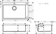 ����� �� ����������� ����� Hansgrohe S71 43308800 (760�500) �������, �����.��� ����., �����
