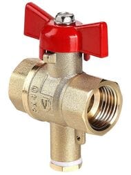 Кран шар.VALTEC СТАНДАРТ для подкл..датчика температуры 1/2"ВН-ВН PN40 рукоятка бабочкаVT.128.GN.04 — миниатюра 1