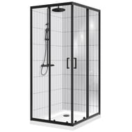 Душевой уголок BelBagno Uno (900х900х1950) UNO-195-A-2-90-C-NERO r стекло прозрачное, профиль черный