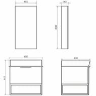 Тумба COMFORTY Порто-60 (600х645х400) с раковиной,черной столешницей,дуб темно-корич. 00-00010677