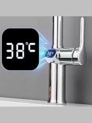 Смеситель для кухни ESKO K15 LED (K15LED) однозахв, вытяж излив, дисплей, датчик температуры, хром