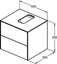 Тумба под раковину Ideal Standard CONCA (600x505x550) 2 ящ , темн.орех, столешница с вырезом T3940Y5 — изображение 6