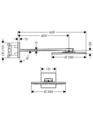 Верхний душ Axor ShowerSolutions 35303340 (300х300) 2jet настенный, держатель, шлиф.черный хром