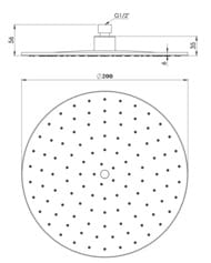 Верхний душ 20 см Mariani B00STA0120, шарнирное содинение, хром
