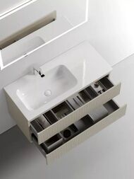 Тумба под раковину SANCOS Snob T (995х445х500) подвесная, левая, два ящика, Beige Soft SNT100LCE