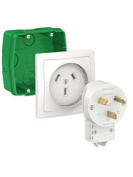 Силовой комплект Systeme Electric BLANCA 32А 250 В: розетка, вилка, монтаж.коробка,БЕЛЫЙ BLNSK013231